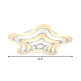 Contemporary Acrylic White Led Flush Mount Ceiling Lamp - Wavy Star Shape Remote Controlled Stepless