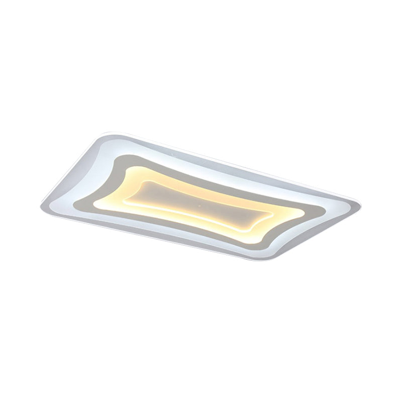 Contemporary Led Rectangular Flush Mount Ceiling Light In White - Warm/White