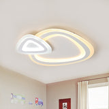 Sleek Acrylic Dual Triangle Led Ceiling Lamp - Minimalist White Flush Light Fixture In Warm Cool And