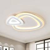 Sleek Acrylic Dual Triangle Led Ceiling Lamp - Minimalist White Flush Light Fixture In Warm Cool And