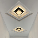Contemporary Mini Round/Square Flush Mount Ceiling Light In Black/White With Metal Finish - Led
