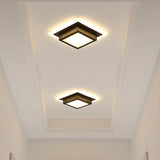 Contemporary Mini Round/Square Flush Mount Ceiling Light In Black/White With Metal Finish - Led