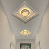 Contemporary Mini Round/Square Flush Mount Ceiling Light In Black/White With Metal Finish - Led
