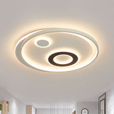 18’/21.5’ Dia Led Flush Lamp Kit - Modern Metallic White Ceiling Light With Warm/White