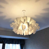 Nordic Wavy Fabric Pendant Light - Black/White 1 Head Ideal For Bedroom Ceiling White