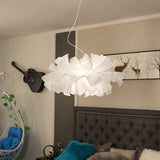 Nordic Wavy Fabric Pendant Light - Black/White 1 Head Ideal For Bedroom Ceiling