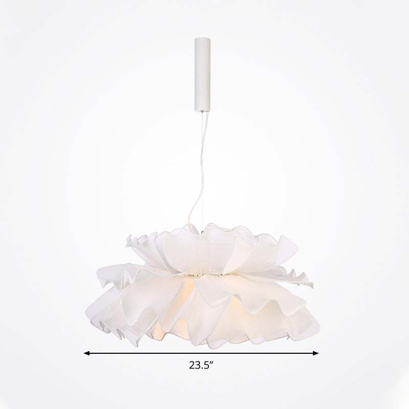 Nordic Wavy Fabric Pendant Light - Black/White 1 Head Ideal For Bedroom Ceiling