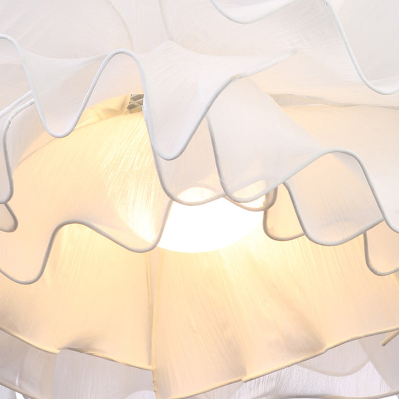 Nordic Wavy Fabric Pendant Light - Black/White 1 Head Ideal For Bedroom Ceiling