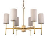 Modern Fabric Cylinder Suspension Light - 6 Heads Hanging Chandelier Grey/White Perfect For Living
