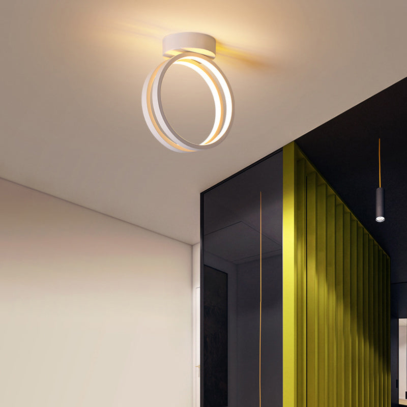 Minimalist Black/White Led Flush Mount Ceiling Light With Warm/White/3 Color Lighting White /