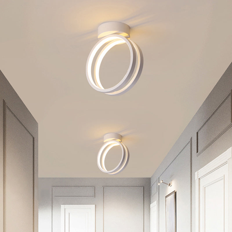 Minimalist Black/White Led Flush Mount Ceiling Light With Warm/White/3 Color Lighting