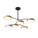Simple Style 6-Head Metal Hanging Ceiling Light For Living Room In Gold/White