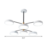 Simple Style 6-Head Metal Hanging Ceiling Light For Living Room In Gold/White