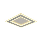 Square Frame Led Ceiling Lamp In Metallic Finish - Minimalist Bedroom Flush Lighting (Warm/White