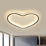 Minimal Love Shape Ceiling Flush Mount Light - Black Led Bedroom Flushmount In Warm/White With 3