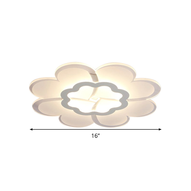 Modern 16/19.5 White Led Flower Flush Mount Ceiling Lamp With 3 Light Color Options