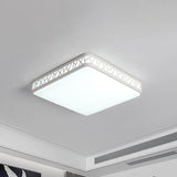 Contemporary Square Flushmount Ceiling Light - Metallic Integrated Led White