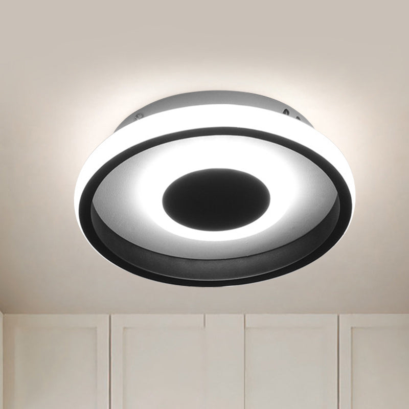 Modern Mini Led Flush Mount Ceiling Lamp With Black Frame In Warm/White/3-Color Light Options Black