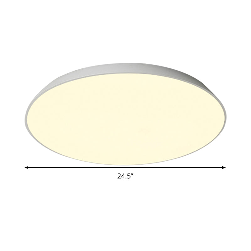 Contemporary Led Metallic Flush Mount Light - White Tray Ceiling Lamp For Bedroom (16.5/20.5/24.5