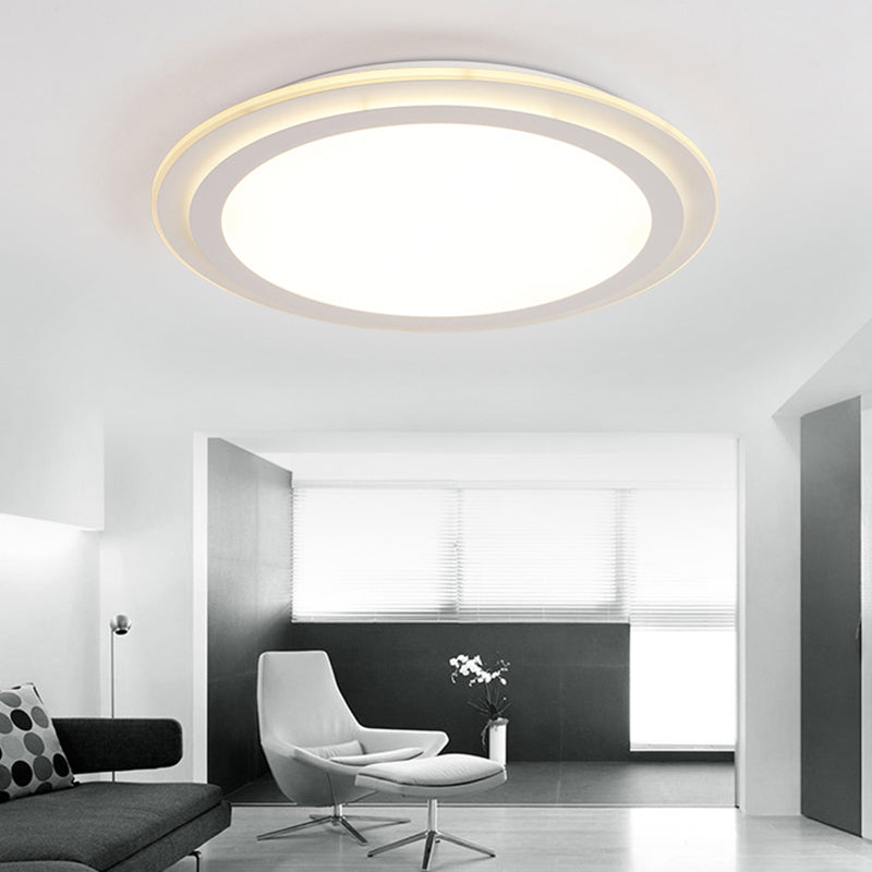 Modern 2 Tier Round Ceiling Flush Mount Light - 12.5/16.5/20.5 Dia Acrylic Led Warm/White White