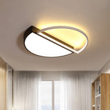 Modern Splicing Flush Mount Led Ceiling Light In Black/White With Dimming Control - 18/21.5 W