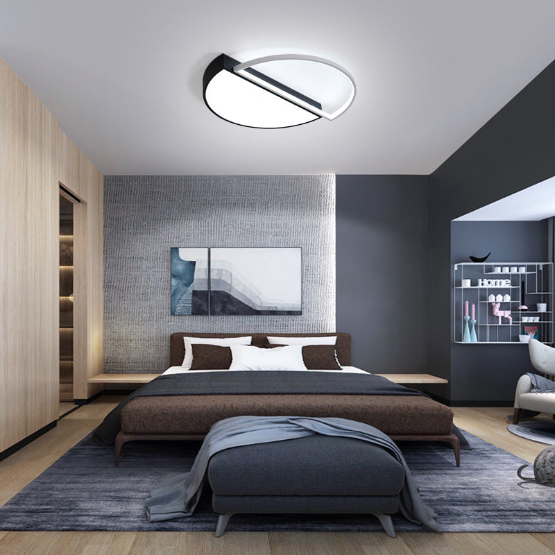 Modern Splicing Flush Mount Led Ceiling Light In Black/White With Dimming Control - 18/21.5 W Black