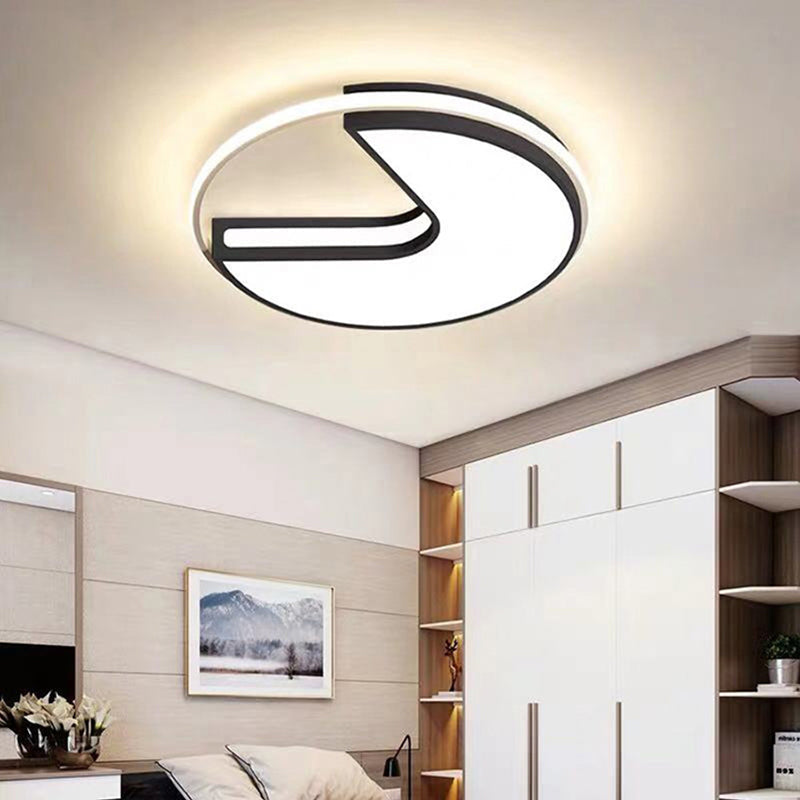 Modern Led Flush Light In Black & White - Big Mouth Design 16/19.5 Width Warm Options