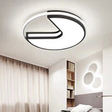 Modern Led Flush Light In Black & White - Big Mouth Design 16/19.5 Width Warm Options Black-White /