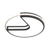 Modern Led Flush Light In Black & White - Big Mouth Design 16/19.5 Width Warm Options