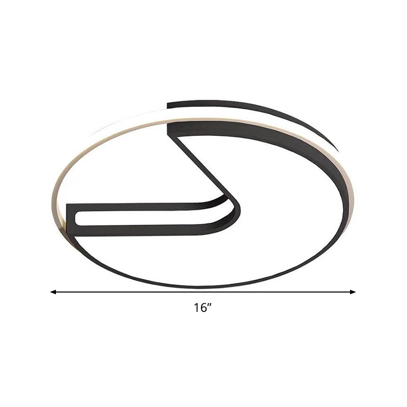 Modern Led Flush Light In Black & White - Big Mouth Design 16/19.5 Width Warm Options