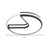 Modern Led Flush Light In Black & White - Big Mouth Design 16/19.5 Width Warm Options