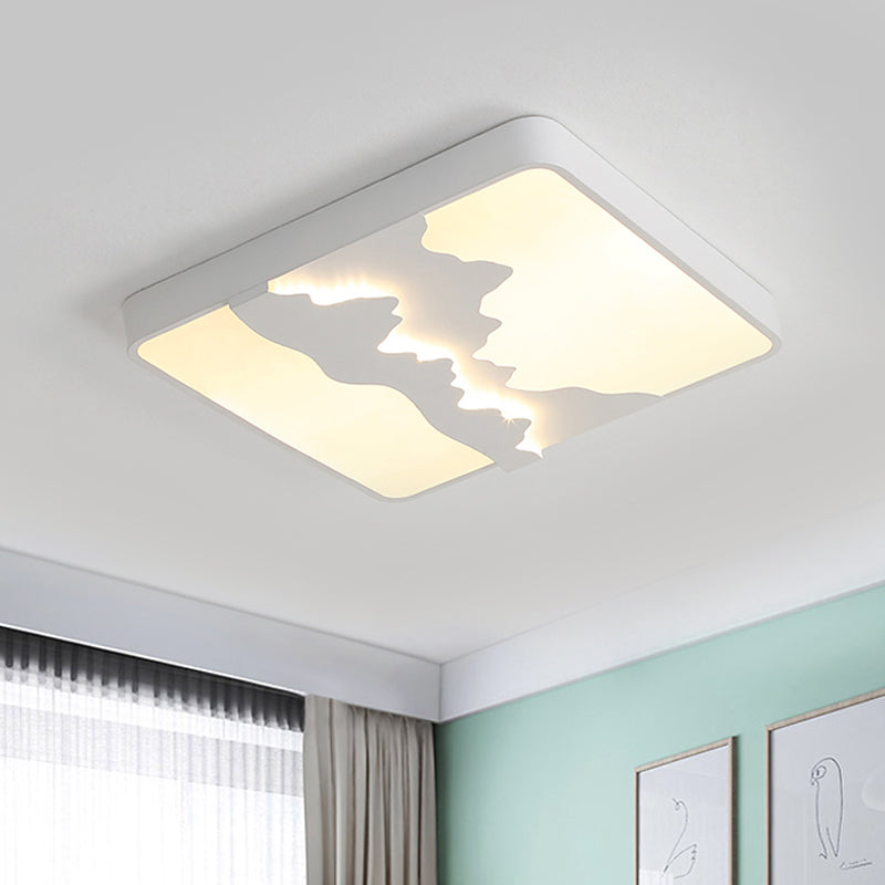 Modern Gray/White Metal Led Flush Mount Ceiling Lamp - 16/19.5 Wide Warm/White Light