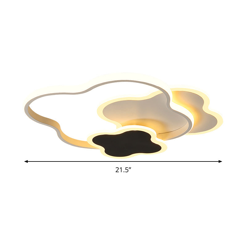 Sleek Geometric Acrylic Ceiling Light - Black & White Led Flush Mount In Warm/White 18/21.5 Wide