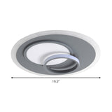 Contemporary Acrylic Round Flush Mount Lamp - Gray 16/19.5 Wide Led Ceiling Fixture With Warm/White