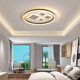 Contemporary Led Ceiling Lamp For Bedroom Décor - Coffee Rhombus Flush Mount Fixture