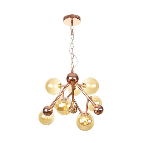 Vintage 9-Light Globe Chandelier: Clear/Amber/Smoke Gray Glass Pendant Fixture For Indoor Lighting