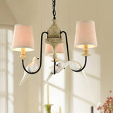 Nordic Fabric Barrel Pendant Chandelier Light With Tan Finish - 3/6 Heads Hanging Ceiling 3 /