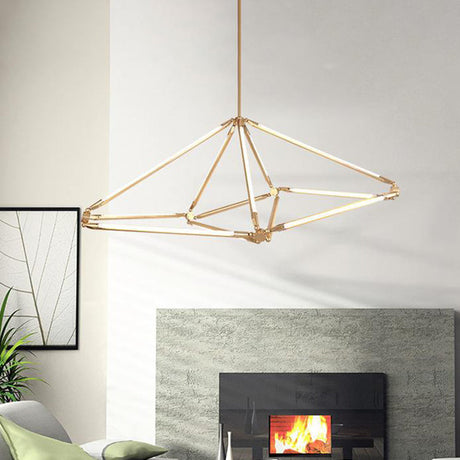 Modern Gold Metal Diamond Led Chandelier - Hanging Ceiling Light