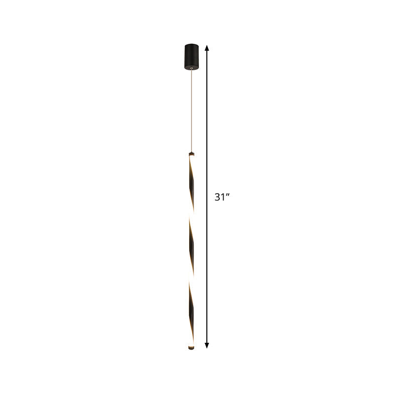 Modern Metal Tube Pendant Light Fixture - Black Led Changing For Bedroom In Warm/White
