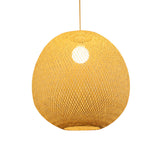 Bamboo Modern Ball Ceiling Lamp In Beige - 1 Light Pendant For Restaurant 3 Sizes Available