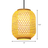 Asia Bamboo Hanging Pendant Ceiling Light – 16’/19.5’ Height Beige 1 For Dining Room