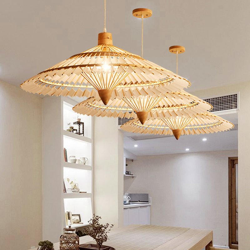 Asia Bamboo Ceiling Light Pendant - 19.5’ / 23.5’ 27.5’ White/Blue
