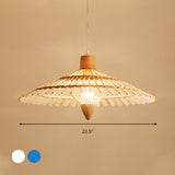 Asia Bamboo Ceiling Light - 1 Pendant White/Blue 19.5/23.5/27.5 Width