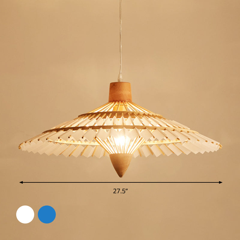 Asia Bamboo Ceiling Light - 1 Pendant White/Blue 19.5/23.5/27.5 Width