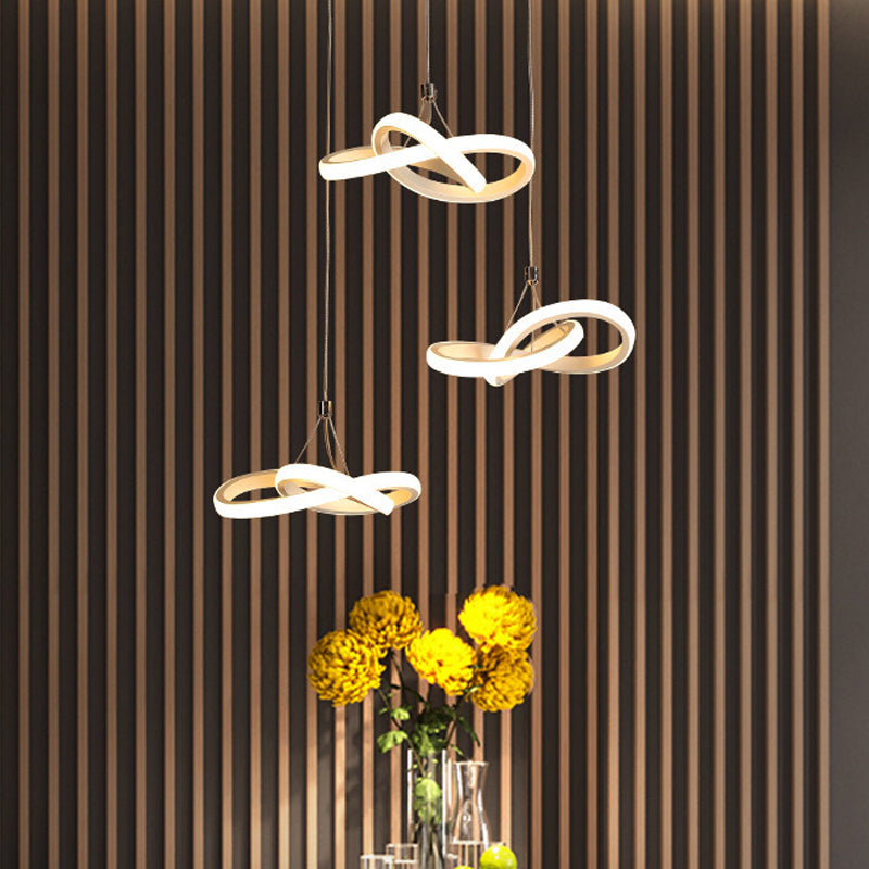 Contemporary Seamless Metal Led Pendant Chandelier In White Warm/White Light / Warm