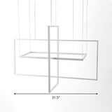 Minimalist Led Hanging Lamp Kit - Metal White Rectangle 3 Width Options Light Temperatures