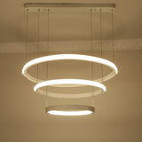 Simple White Chandelier With Led Lights: Double/ Triple Ring Design
