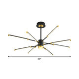 Sputnik Modern Metal Hanging Chandelier - 6/8 Lights Black Suspension Light Warm/White
