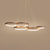 Simple Style Acrylic Led Chandelier Light Fixture - Coffee Circle Pendant (Warm/White)