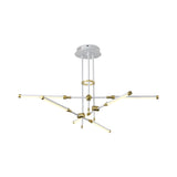 Contemporary Led Chandelier Light - Black/Gold Or White/Gold 6-Light Acrylic Pendant For Bedroom